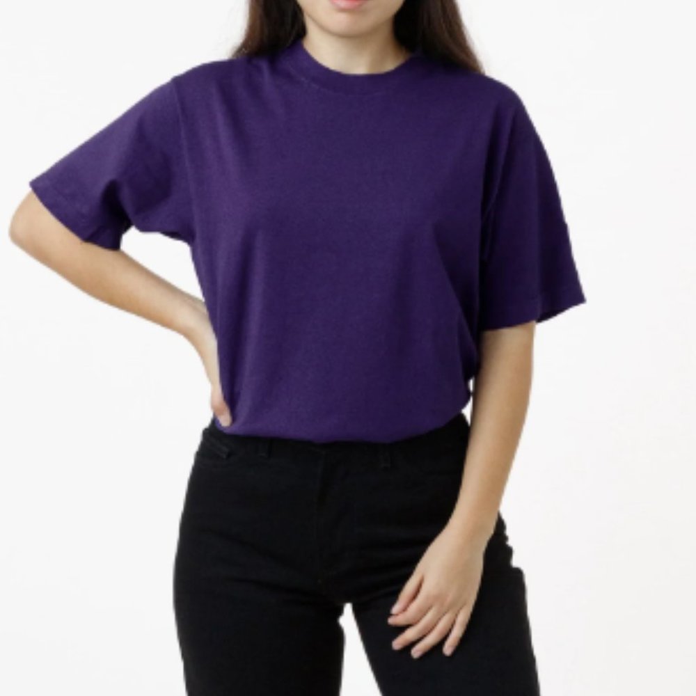 Los Angeles Apparel Purple Unisex 6.5oz Tee Small